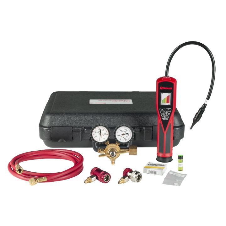Robinair tracer gas leak detector kit with 1234yf and 134a couplers with case photo